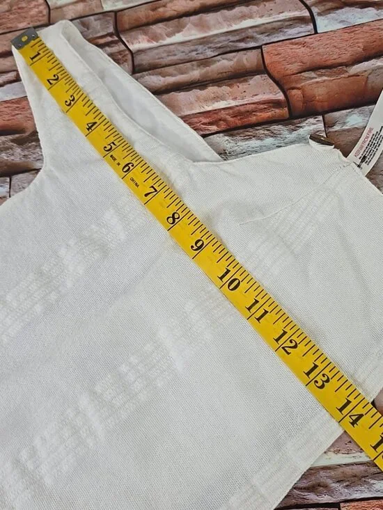 FREE PEOPLE WOMEN'S SIZE XS WHITE CROP TOP COTTON LINEN WITH SIDE BUTTONS LINED. - Picture 13 of 16